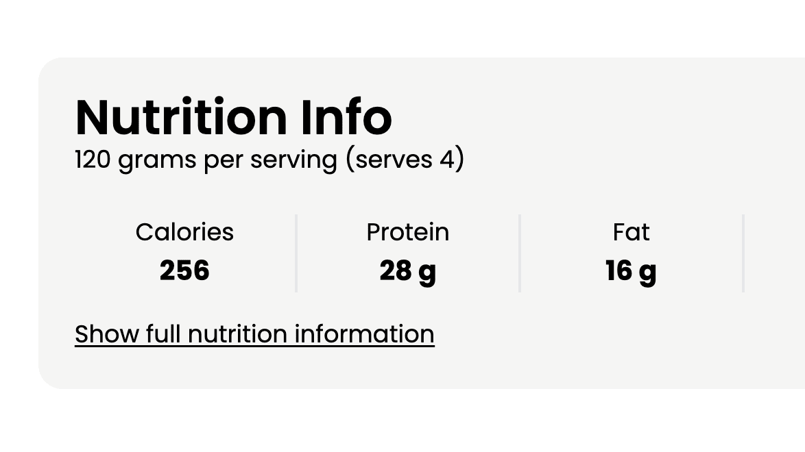 Get nutrition information